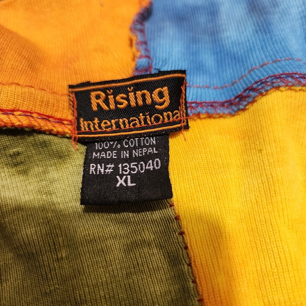 Rising International Hoodie XL Tie Dye Patchwork Sun Celestial Hippie Artsy Boho - Picture 10 of 12
